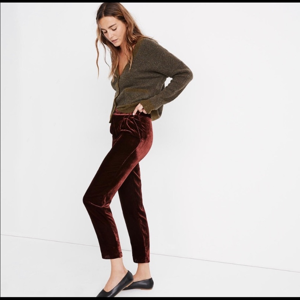 Madewell Velvet Tapered Pleat Pull-On Pants